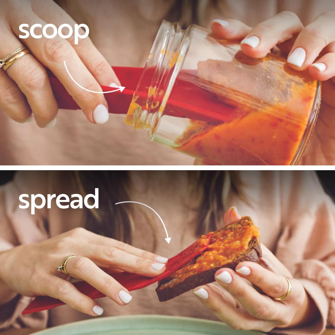 POLYGONS FLAT 3-IN-1 FOLDING MEASURING SPOONS | 2 Spoons with 6 Different Sizes (Pink)