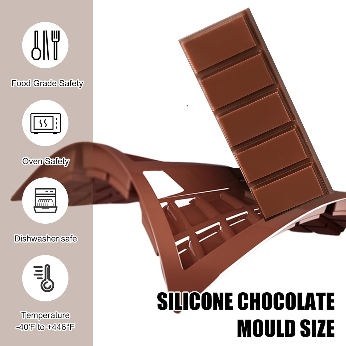 2 PCS Chocolate Molds, Candy Bar Mold, Silicone Deep Chocolate Bar Mold, Non-stick Eusable High and Low Temperature Resistant for Home-Made Chocolate (Rectangle)