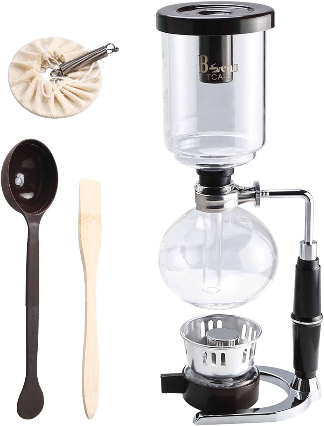 Amarine 5-Cup Tabletop Siphon Coffee Maker, 16 Ounce, Clear with Alcohol Burner (TCA-5)