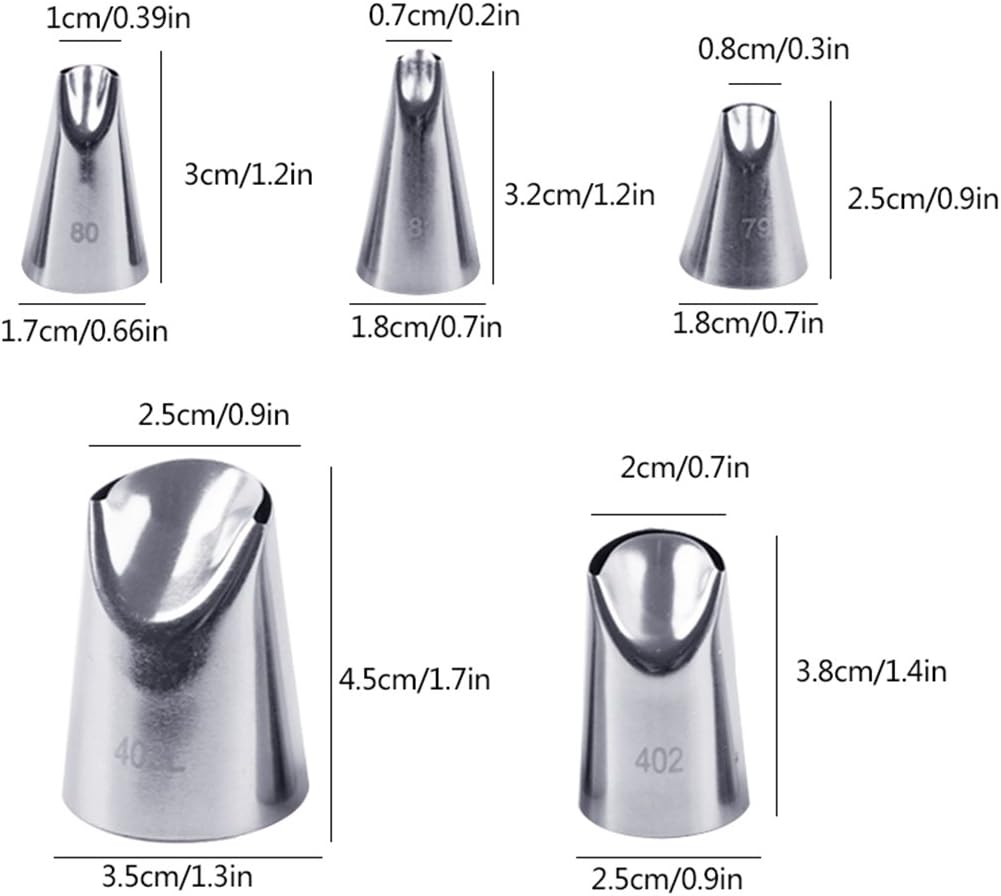 5 piece Stainless Steel Rose Flower Piping Tips Piping Nozzles Cake Decorating Supplies Cookies Cupcake Icing Decorating Supplies Decorating Kits Frosting Icing Tips Baking Set Tools #3