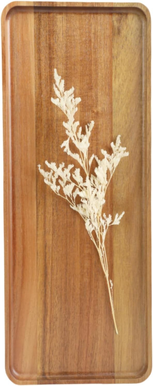 1 pcs 14"x5.3" Solid Acacia Wood Serving Trays Rectangular Wooden Serving Platters Natural Wooden Boards for Bar Coffee Party