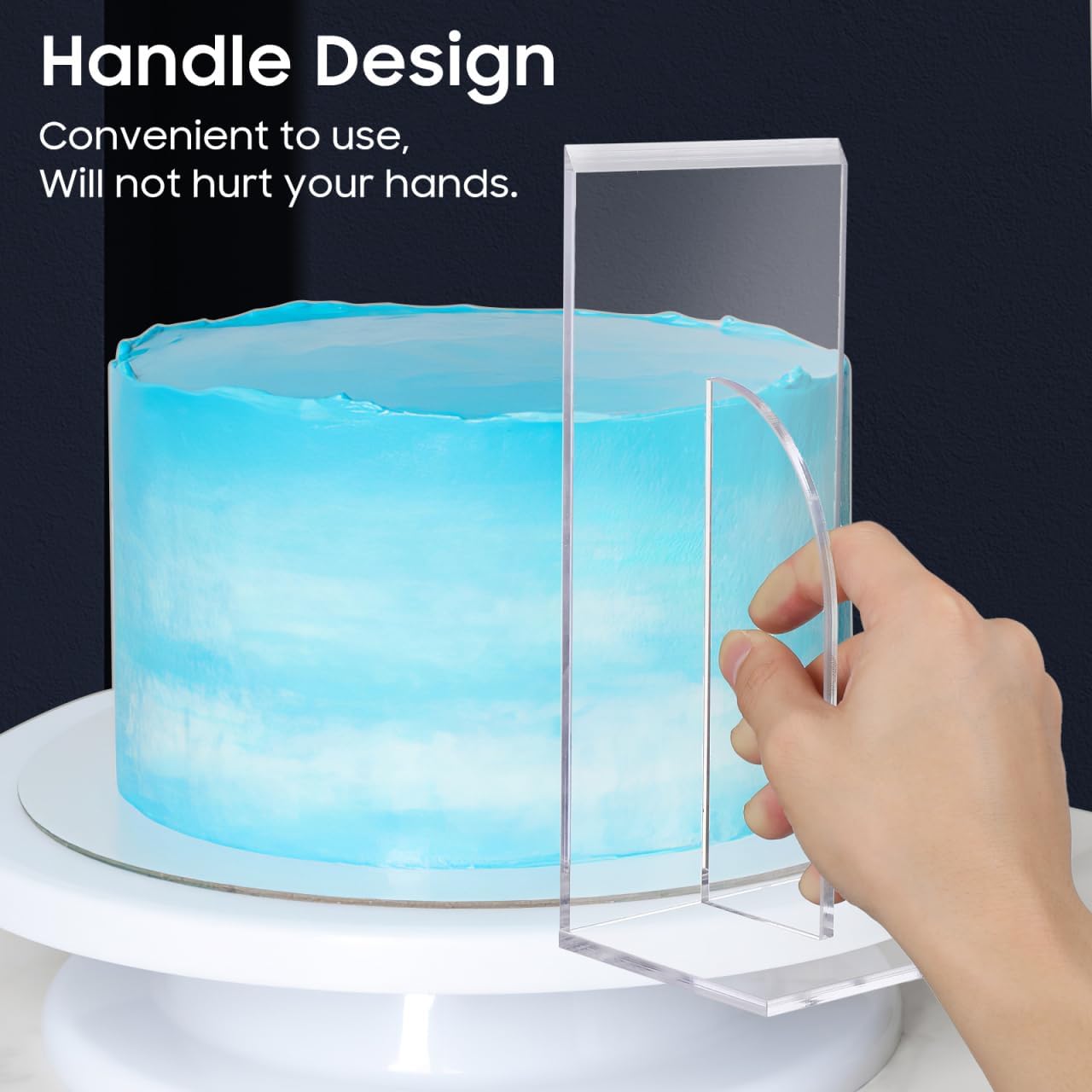 PRETYZOOM Acrylic Cake Smoother Scraper - 8.6 Inch Pastry Scraper Fondant Smoother Baking Accessory Butter Frosting Tools