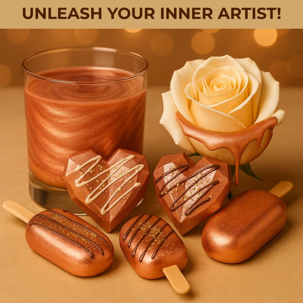 Bulk (20g) Rose Gold Luster Dust Edible Glitter for Cocktails | Premium Edible Rose Gold Luster Dust for Cake Decorations - Pink Edible Glitter for Drinks Cupcakes Cookies Cakes Food Paint