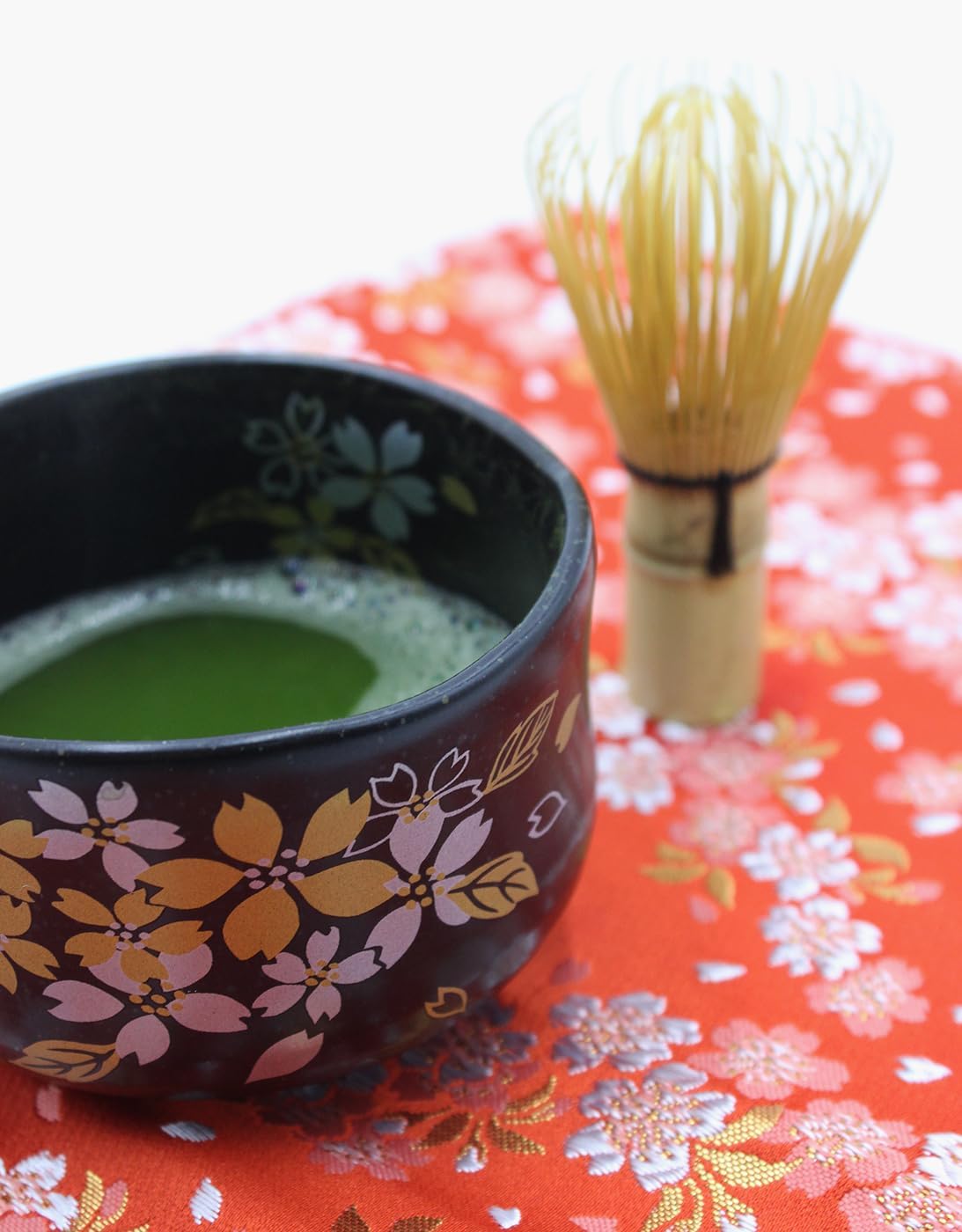 Japanese Traditional Mino Ware Handcrafted Mini Matcha Chawan Tea Bowl Cup Set With Chasen Bamboo Tea Whisk Ceremony Tableware Pottery (Tenmoku Ume)