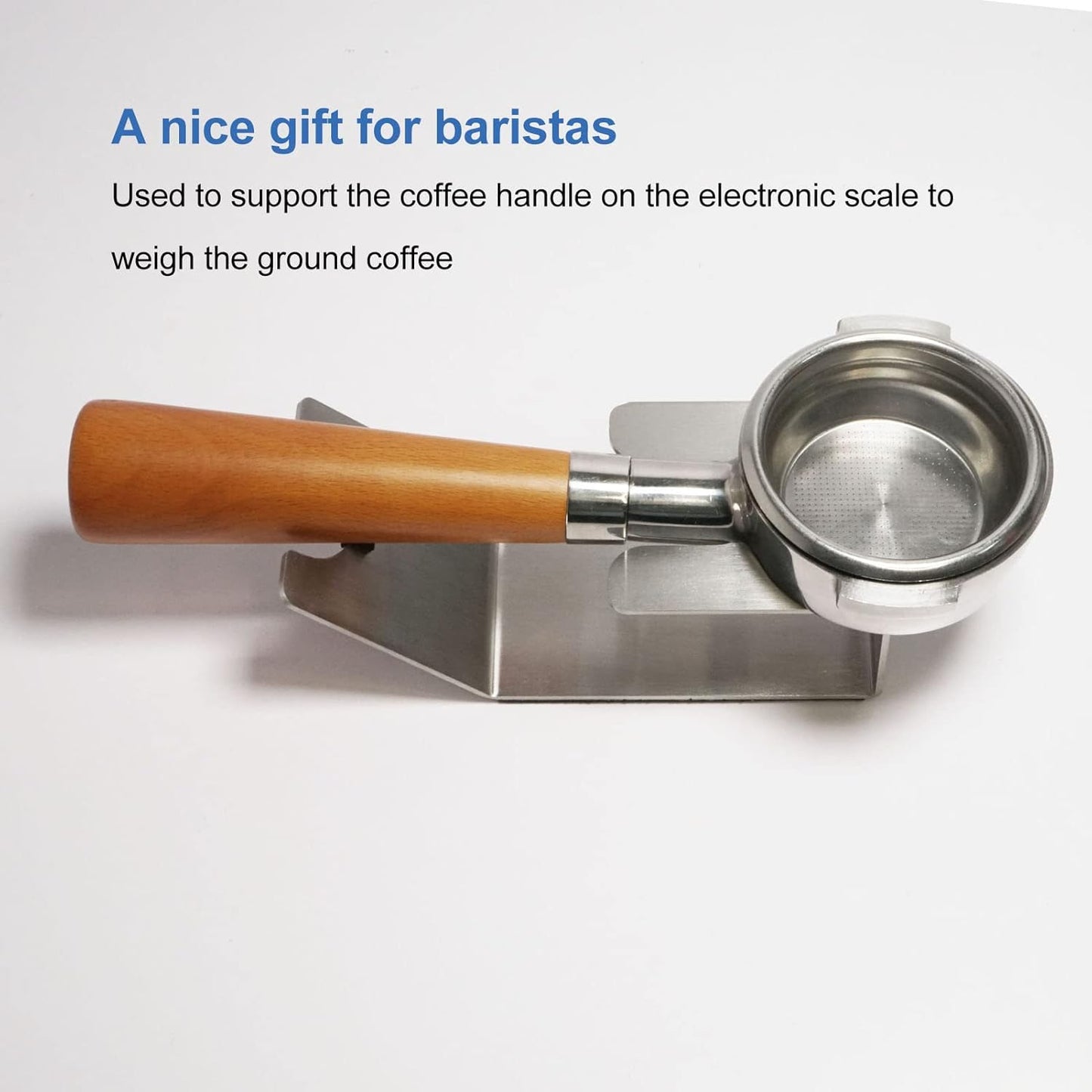 Coffee Portafilter Holder Sturdy Coffee Tamper Holder Stand, Bottomless Single Double Spout Coffee Tamper Holder Support Rack Silver for 51mm 53mm 54mm 58mm Espresso Portafilter