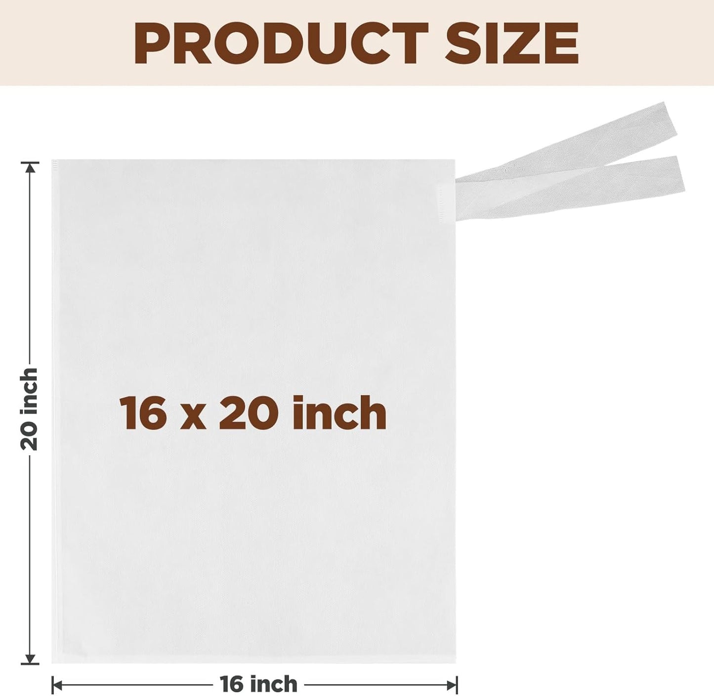 100 Pack 16" x 20" Commercial Cold Brew Coffee Filters – Disposable Non-Woven Fabric Filter Bags for 5-Gallon Buckets, Coffee Shops & Home Brewing
