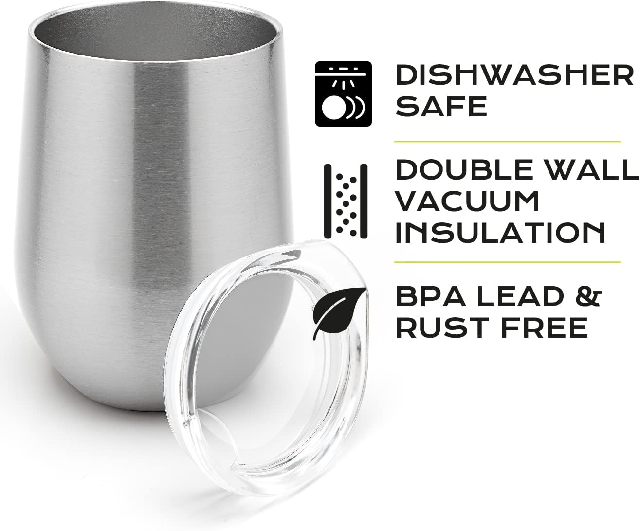 BALIBETOV 5 pcs large Yerba Mate Cup and Bombilla Kit, Includes one 12 oz Yerba Mate Gourd with Lid, Two Bombillas Mate Straw and one cleaning brush | Stainless steel | Double Walled