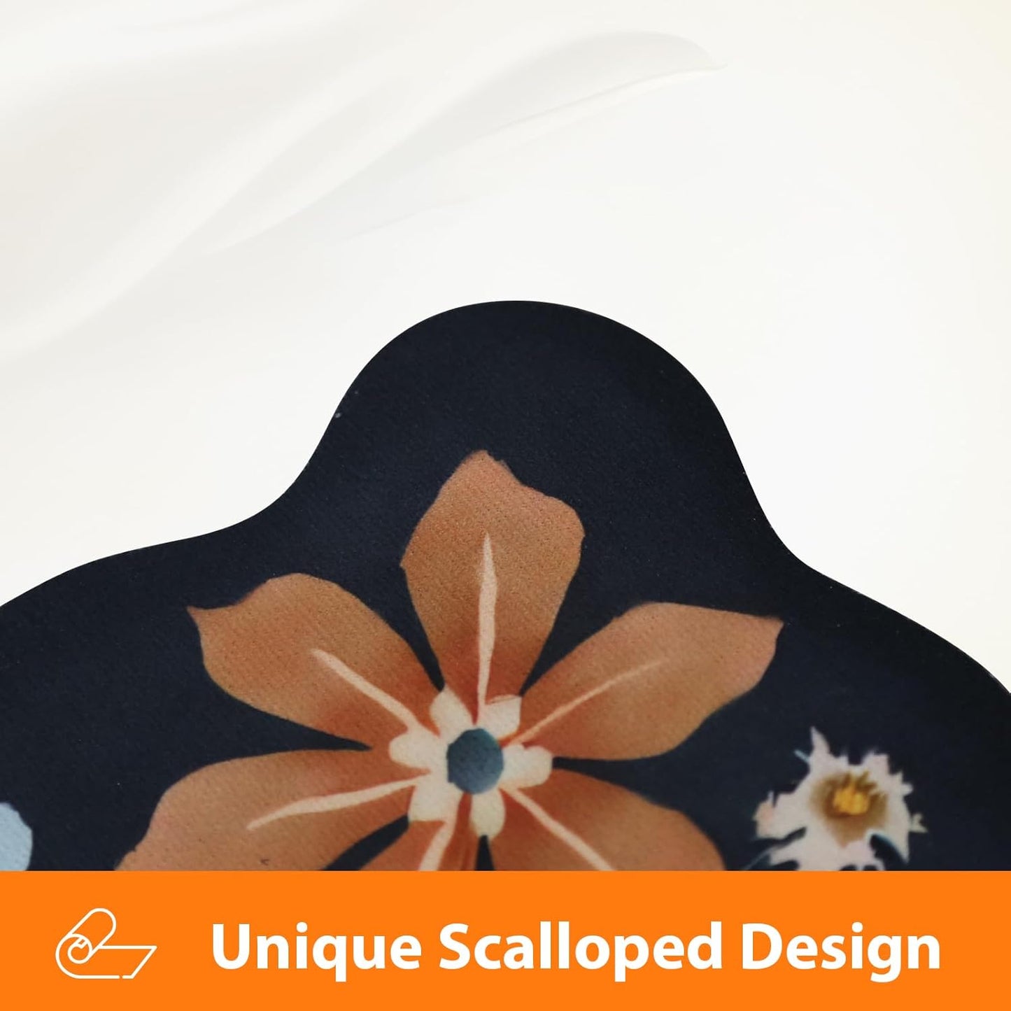 Scalloped Bohemian Coffee Bar Mat Dish Drying Mats for Kitchen Counter, Kitchen Decor,(16"x24", Black)