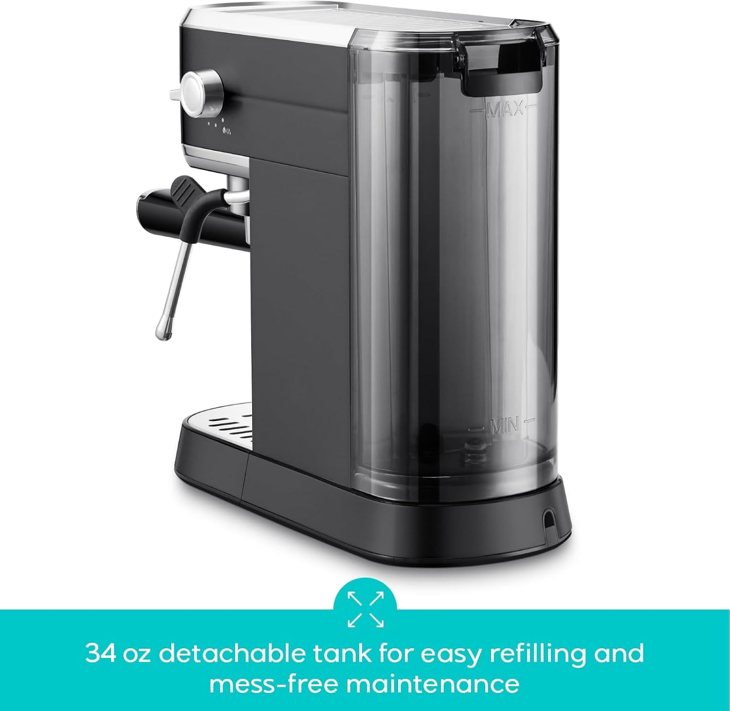 CASABREWS CM5418 Espresso Machine 20 Bar, Stainless Steel Espresso Maker with Milk Frother Steam Wand, Compact Cappuccino Machine for Home, Espresso Coffee Machine with Removable Water Tank, Black