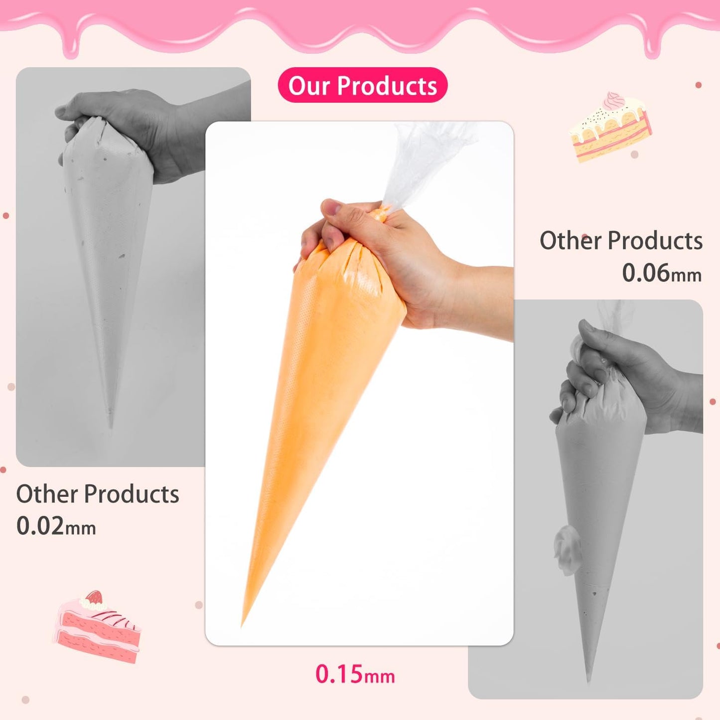 24 Inch Extra Large Piping Bags Disposable, 120Pcs Thickened Icing Piping Bags, Food Grade Cake Decorating Bags for Dessert, Pastry, Cookies, Cupcake Decorating