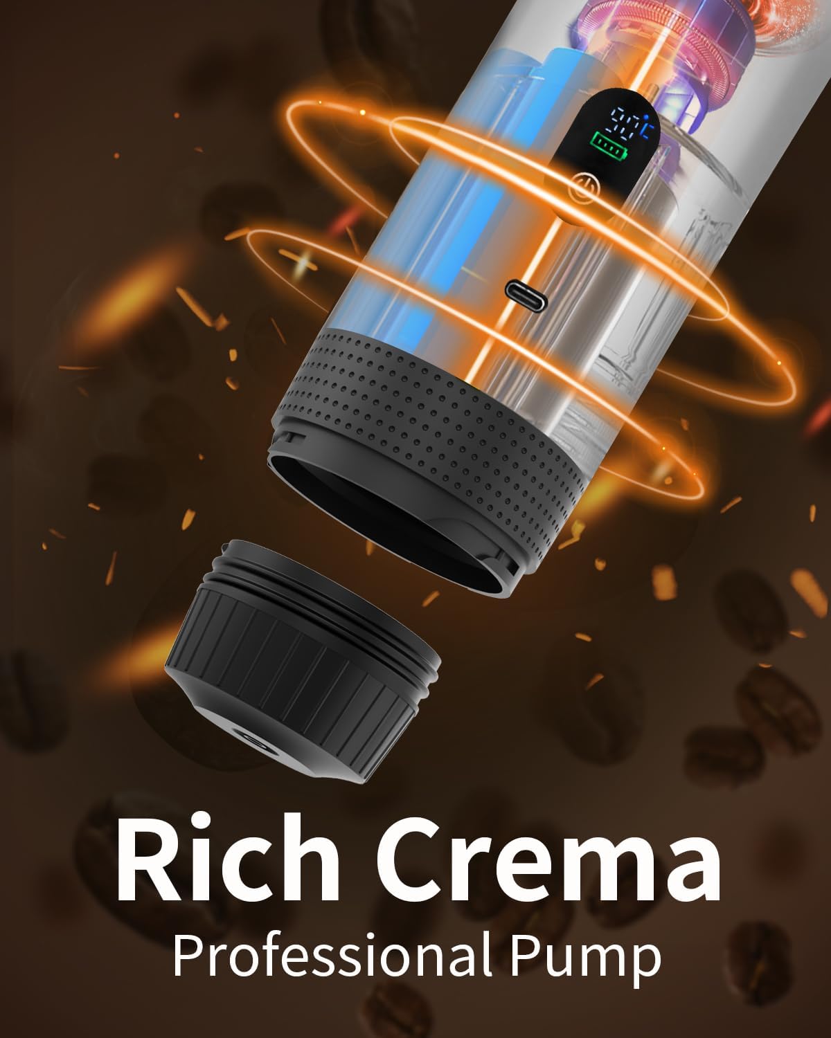 Portable Electric Espresso Machine, Travel Coffee Maker Brewer Compatible with Ground Coffee & NS Capsules (White with LCD Screen)