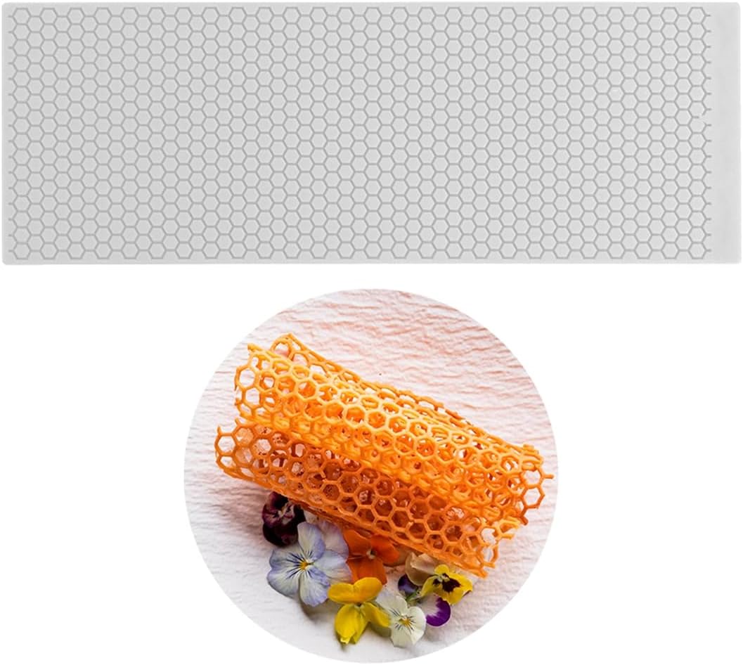 mostsom 3D Hollow Out Lace Mold Honey Shape Cake Mold Decorative Lace Mat Sugar Craft Silicone Pad Honeycomb Fondant Moulds Decorating Tools Baking (B_ Honeycomb)