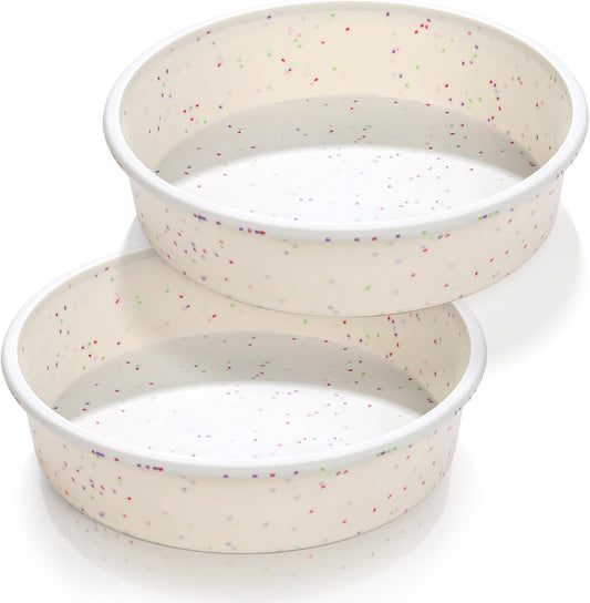 Vinino 6 Inch Silicone Round Cake Pan with Metal Reinforced Frame Set of 2, Nonstick Silicone Springform Pan for Baking Suitable for Making Layers, Cheese & Chocolate Cakes