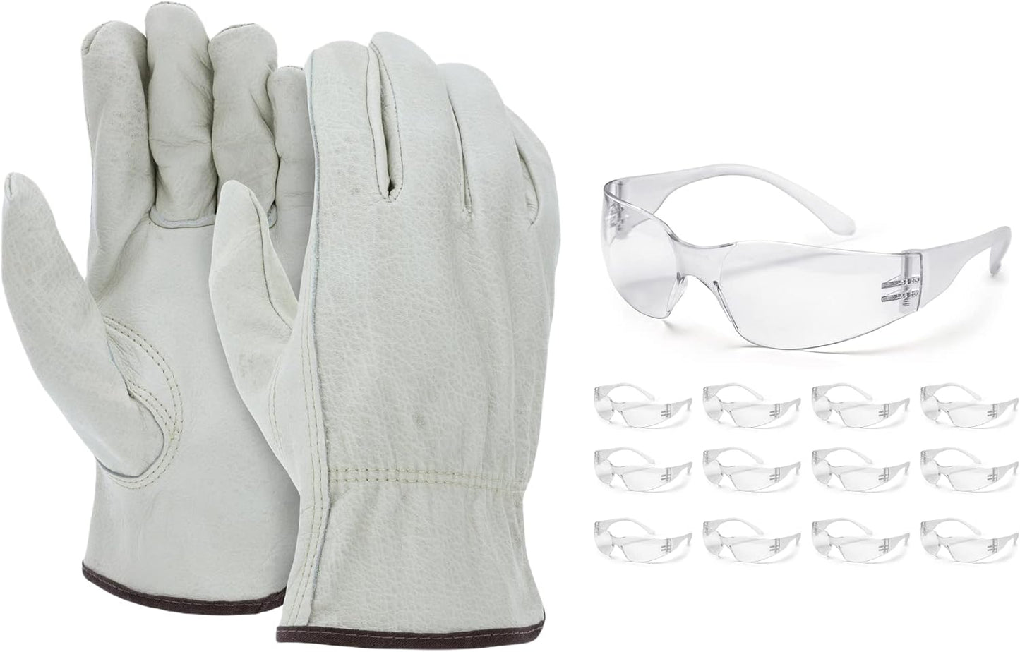 Heavy Duty Durable Cowhide Leather Driver Work Gloves for Truck Driving