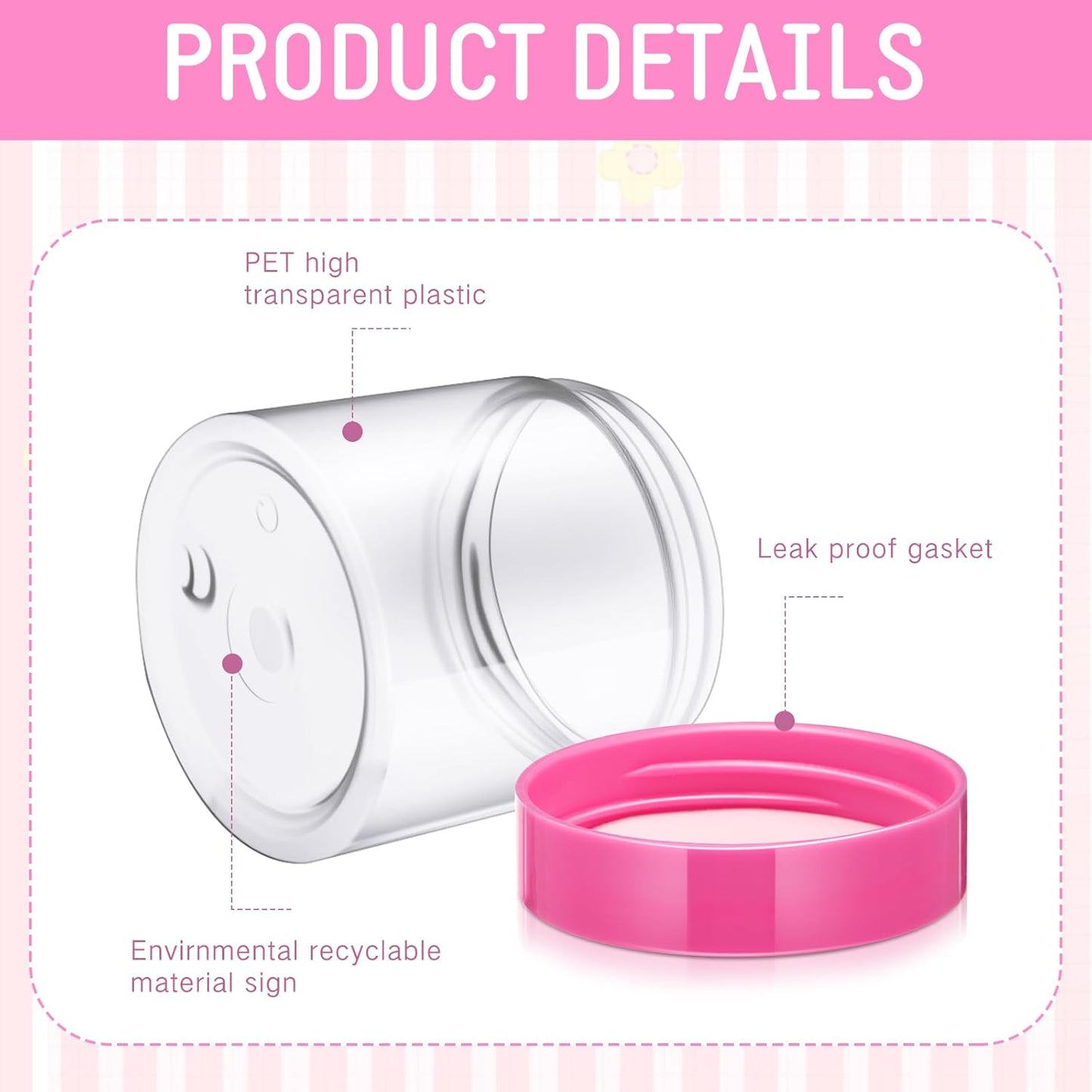 Patelai 4 Pieces Round Wide-mouth Leak Proof Plastic Container Jars with Lids for Travel Storage Makeup Beauty Products Face Creams Oils Salves Ointments DIY Making(6 Ounce,Pink)