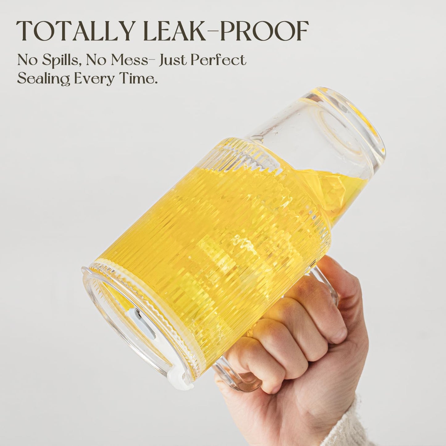 KEMORELA 24 Oz Ribbed Glass Tumblers with Lids and Straws, Tumbler Cup with Handle, Iced Coffee Glassware, Clear Reusable Drinkware for Smoothies and Beverages (1)