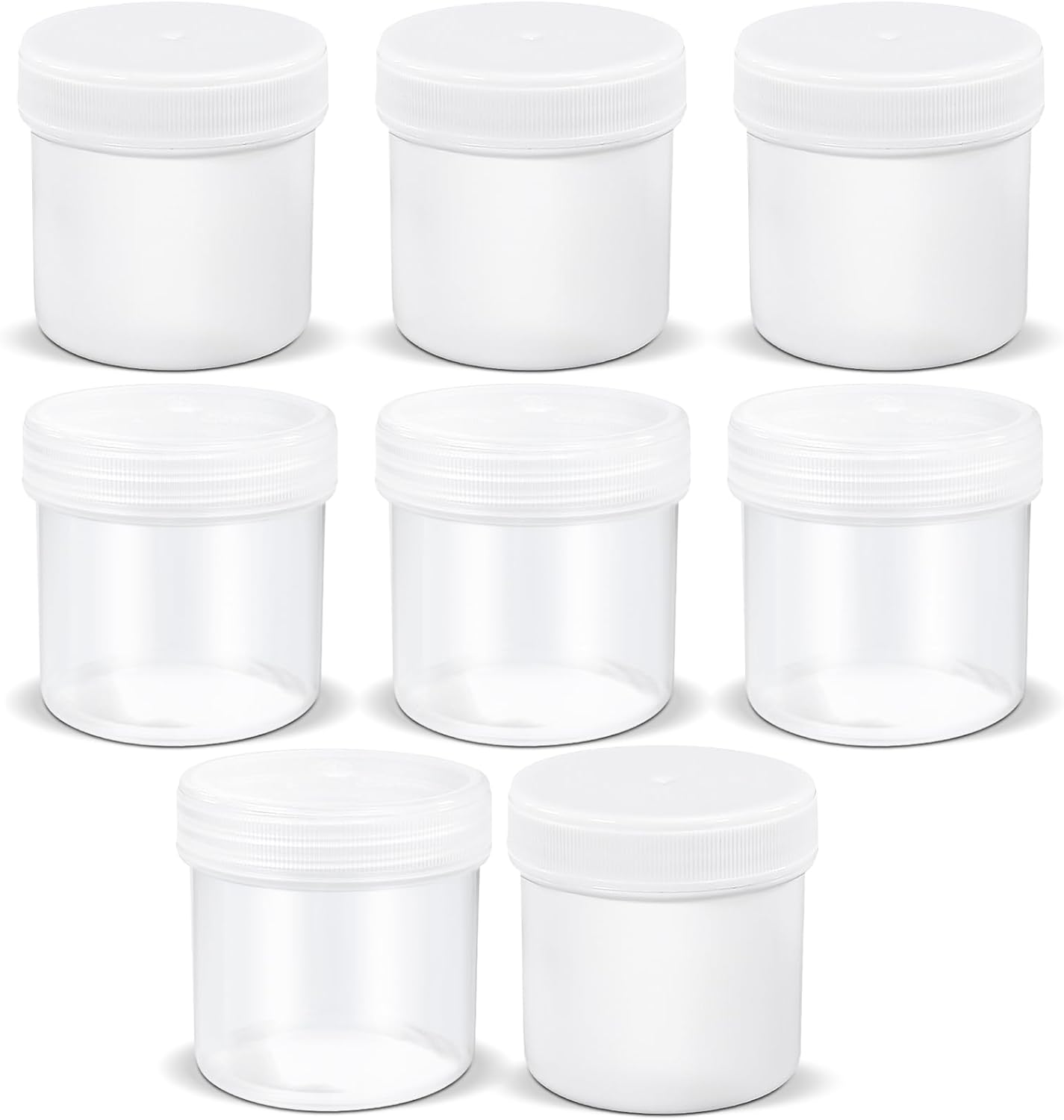 TSA Approved Wide Mouth Travel Size Containers, PP Clear & White Leak Proof Travel Plastic Jars with Lids for Creams Lotion Cosmetic, Jewelry Beads, Sample, Small Items Storage (3.4 oz, 8 Pcs)