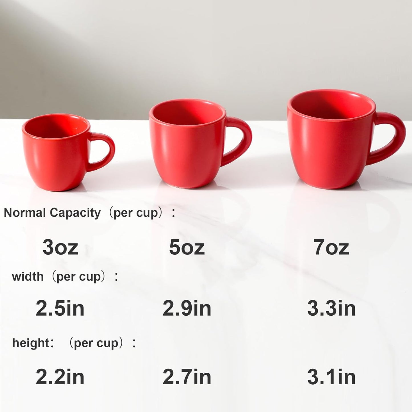Hasense Espresso Cups Set of 4 Perfect for Demitasse, Cappuccino, Tea Bag and Juice, 5 Ounce Ceramic Stackable Mini Coffee Mugs Suit for Espresso Machine and Coffee Maker, Red