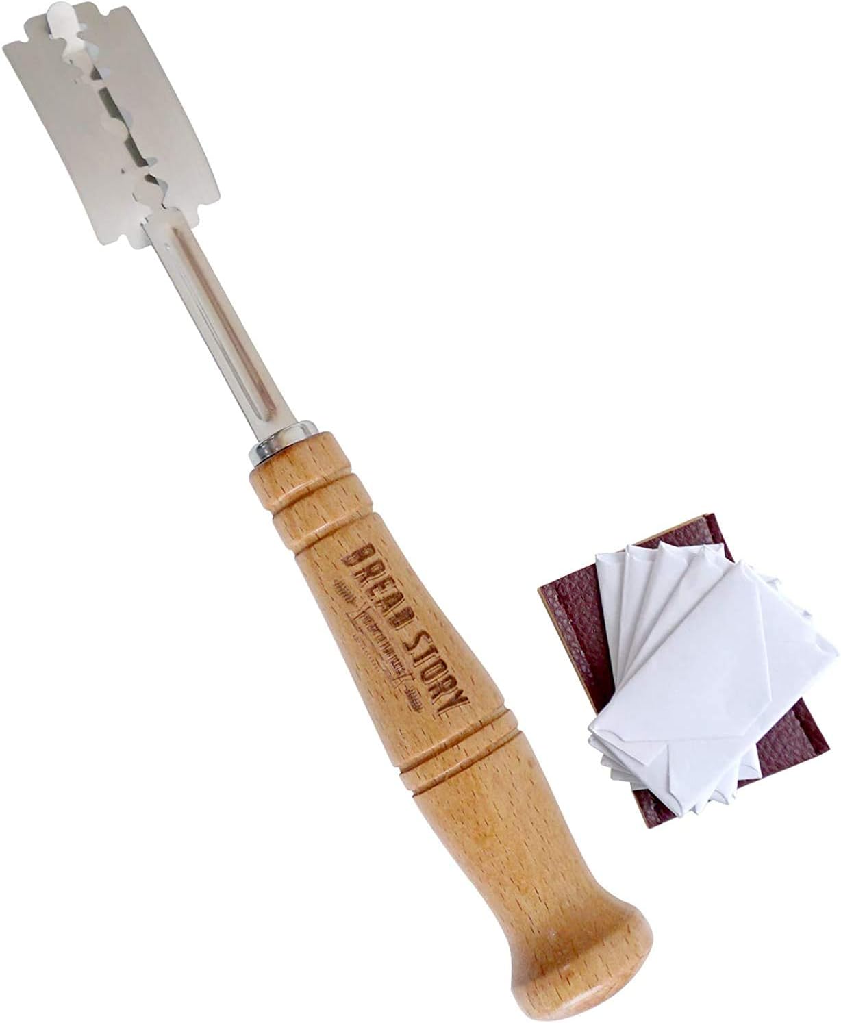 Bread Story Danish Whisk Dough Lame Slashing Tool And Wooden Scraper Tool Used for Pastry Baking Sourdough Starter Kit Set of 3