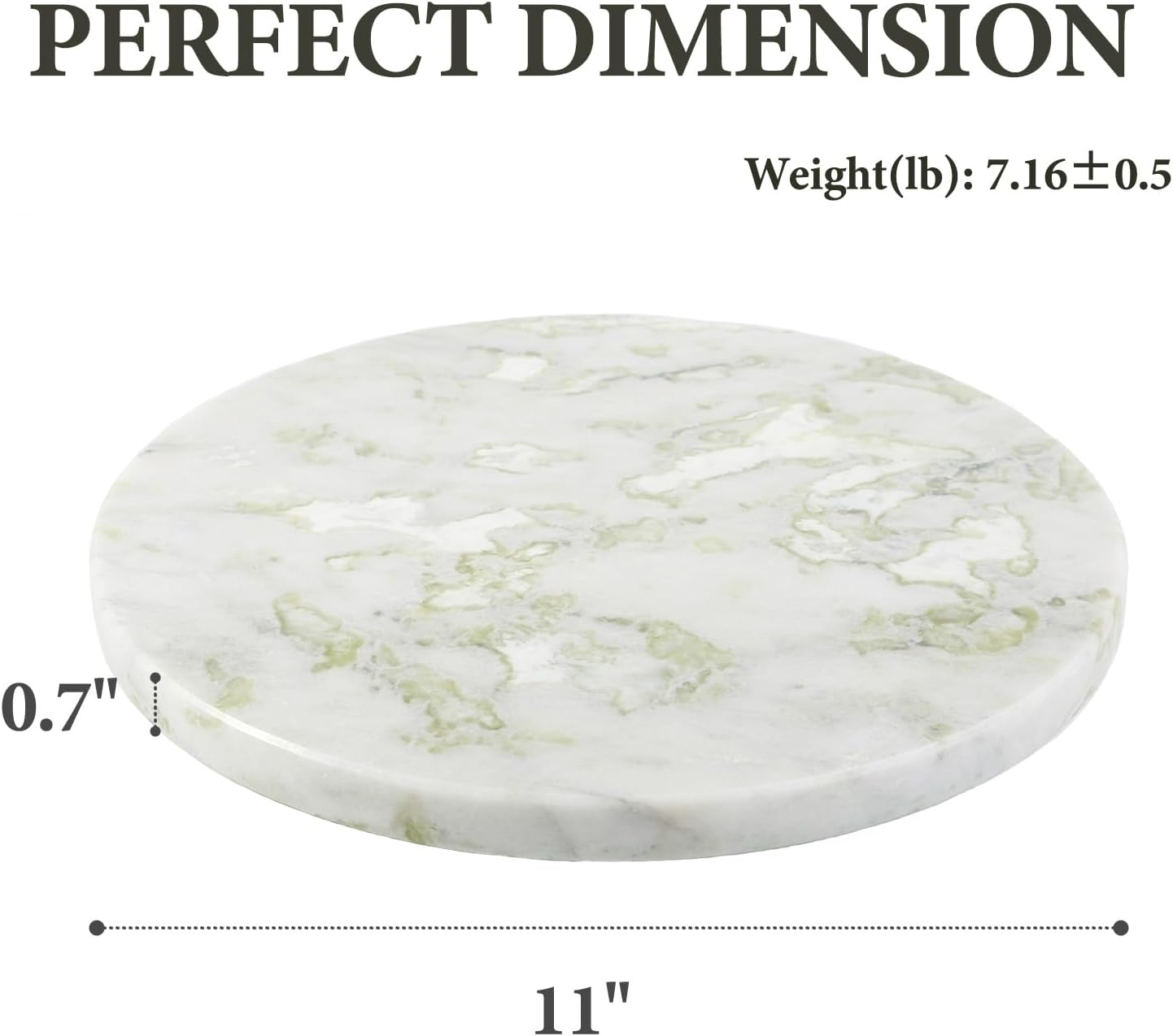 Koville African Natural Marble Cutting Board for Kitchen, 11inch Round Hand Crafted Marble Slab for Cheese, Charcuterie, Pastry Board - Wedding Gift, House Warming Gift