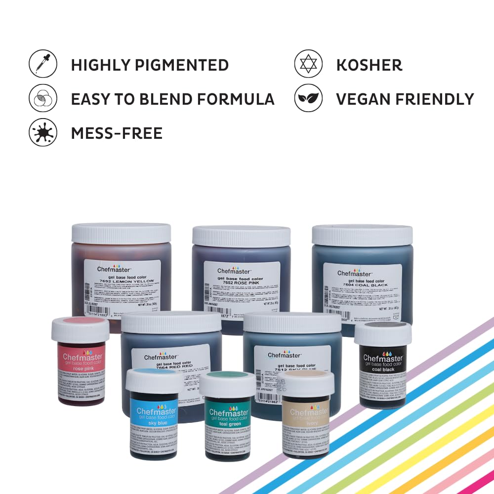 Chefmaster Super Red Gel Food Coloring | Vibrant Color | Professional-Grade Dye for Icing, Frosting, Fondant | Baking & Decorating | Fade-Resistant | Easy-to-Use | Made in USA | 1 oz