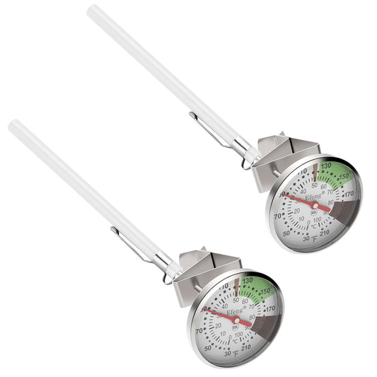 Instant Read Pocket Milk Frothing Thermometer with1 inch Dial 5 inch Probe Clip,Best Instant Read Food for The Coffee Drinks,Chocolate Milk Foam (2)