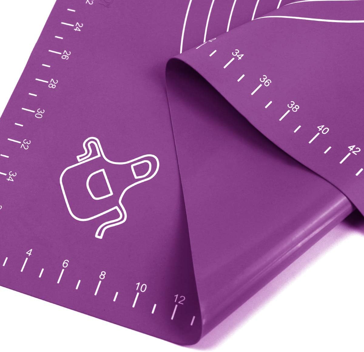 Silicone Baking Mat for Rolling Pastry Dough with Measurements, 19.7" x 15.7" BPA Free Non stick and Non Slip Purple Table Sheet Baking Supplies for Bake Pizza Cake