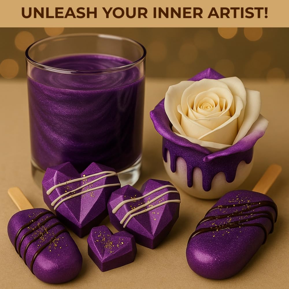 Bulk (20g) Purple Luster Dust Edible Glitter for Cocktails | Premium Edible Purple Luster Dust for Cake Decorations - Edible Glitter for Drinks Cupcakes Cookies Cakes Food Paint