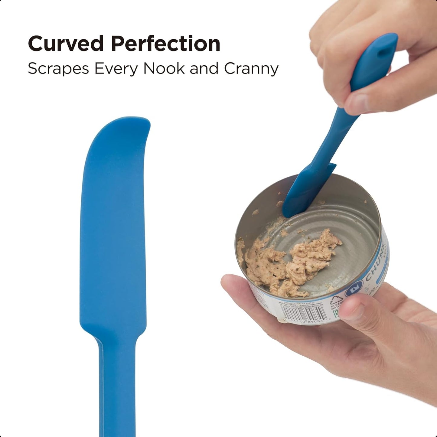 Kitchen Mama WaltzGrip Platinum Silicone Jar and Can Spatula Utensil Set: Heat-Resistant, Nonstick Scraper, Scooping, Perfect for Smoothies, Jam, Cream, Peanut Butter, Dishwasher Cooking Gadget (Blue)