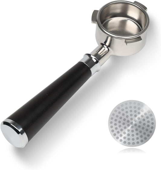 Bottomless Portafilter 54mm Compatible for Breville Barista Express, Pro, Touch, and Impress | Bonus Puck Screen | T Buckle Black Rosewood Handle