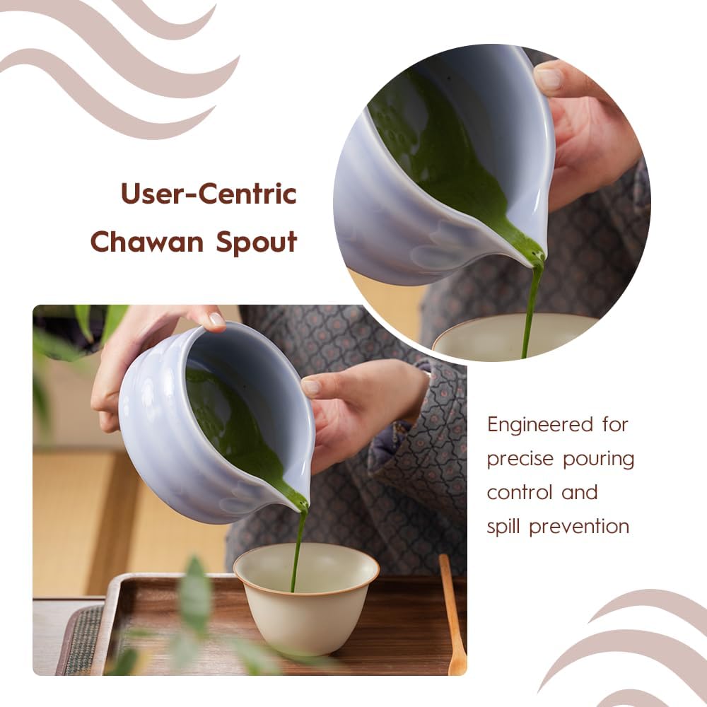 Matcha Whisk Set 8 Pcs - Ceramic Bowl, Bamboo Whisk with Holder, Canister, Sifter, Schima Spoon, Spoon Rest and Tea Towel, Complete Kit for Traditional Matcha and Modern Lattes (Purple)