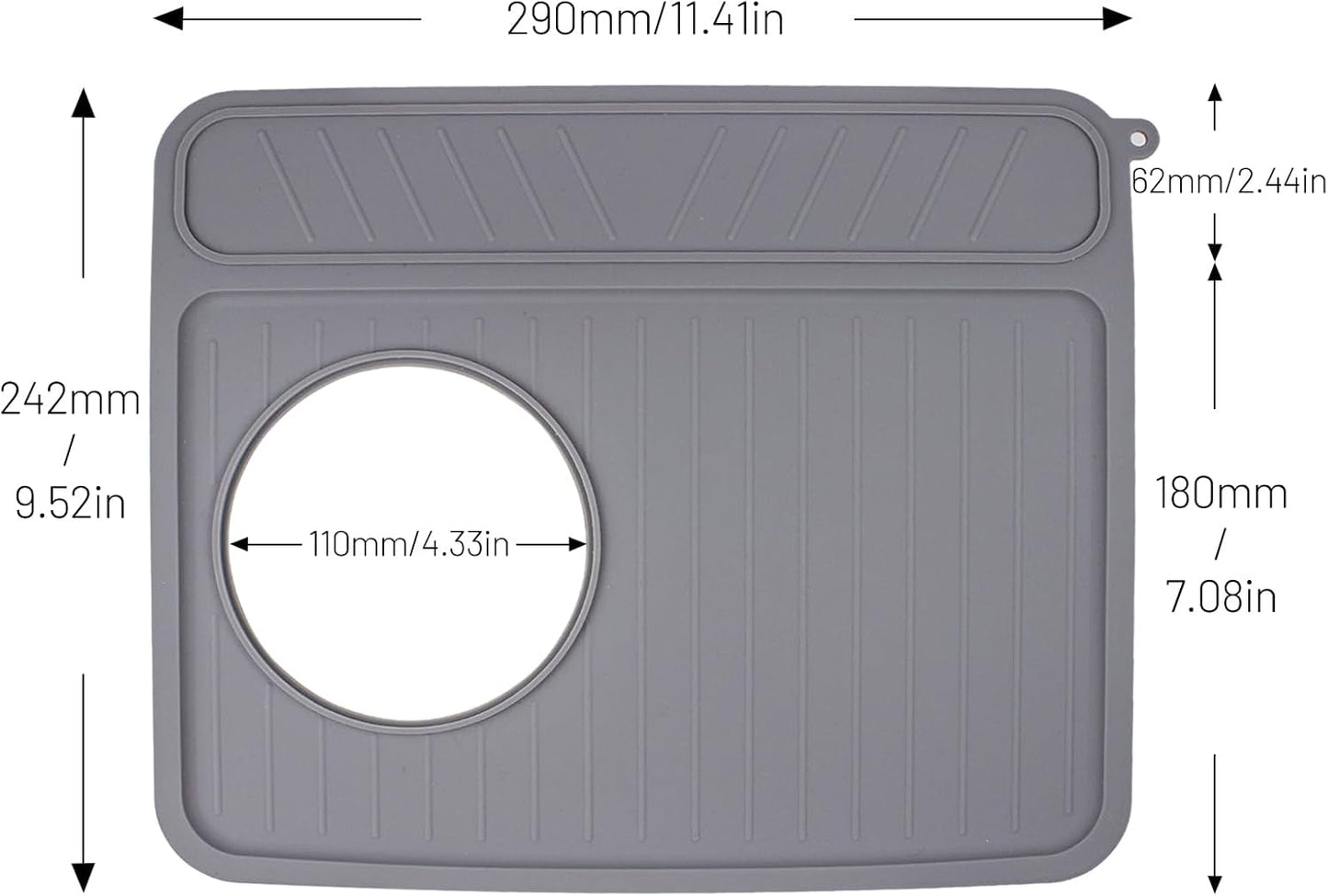 Coffee Mat for Breville 878/881, Espresso Tamper Mat, Food Grade Silicone Non-Slip, 11.42in x 9.53in, Waterproof Heat Resistant, Espresso Tamping Station for Espresso Machine Accessories (Grey)