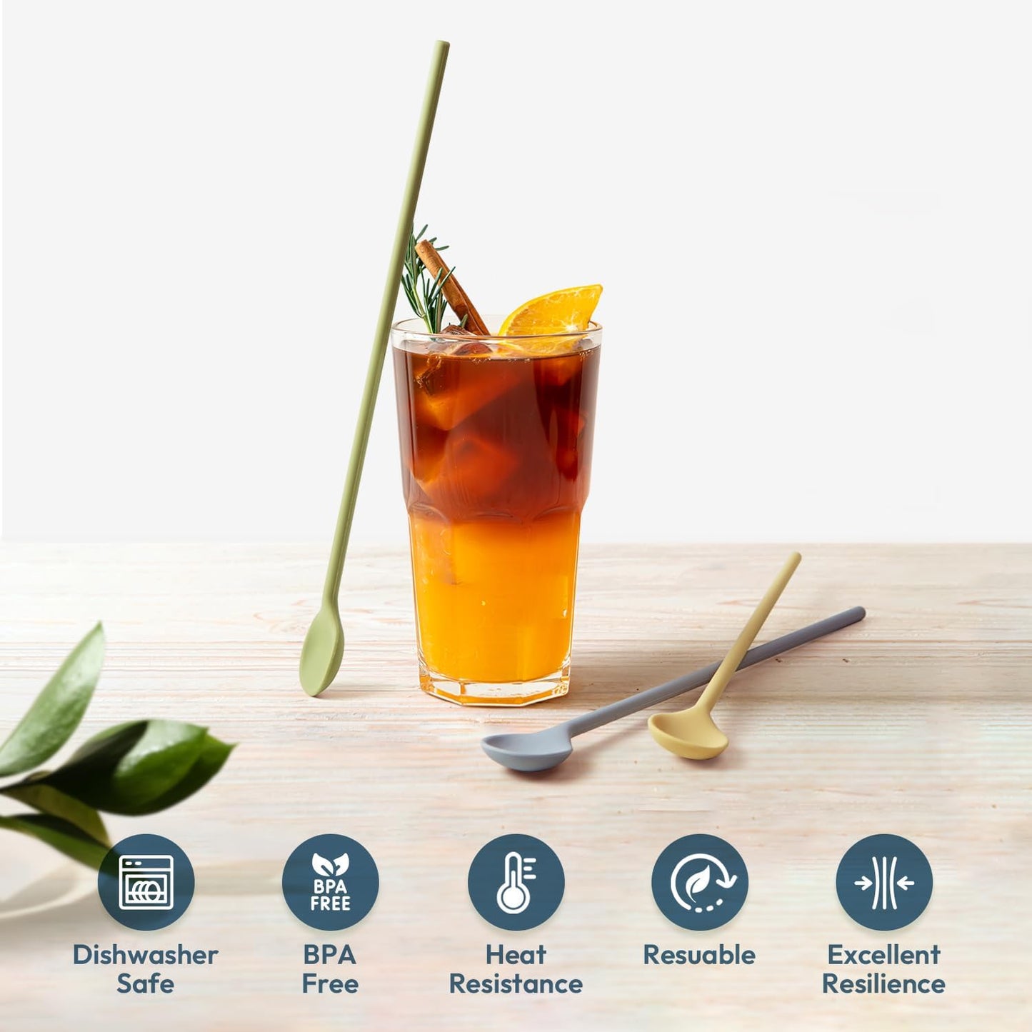 carrotez 9.9" Silicone coffee stirrer, Long Coffee Spoon, Reusable Iced Tea Spoon, Multipurpose Beverage Stirring Spoon - Green