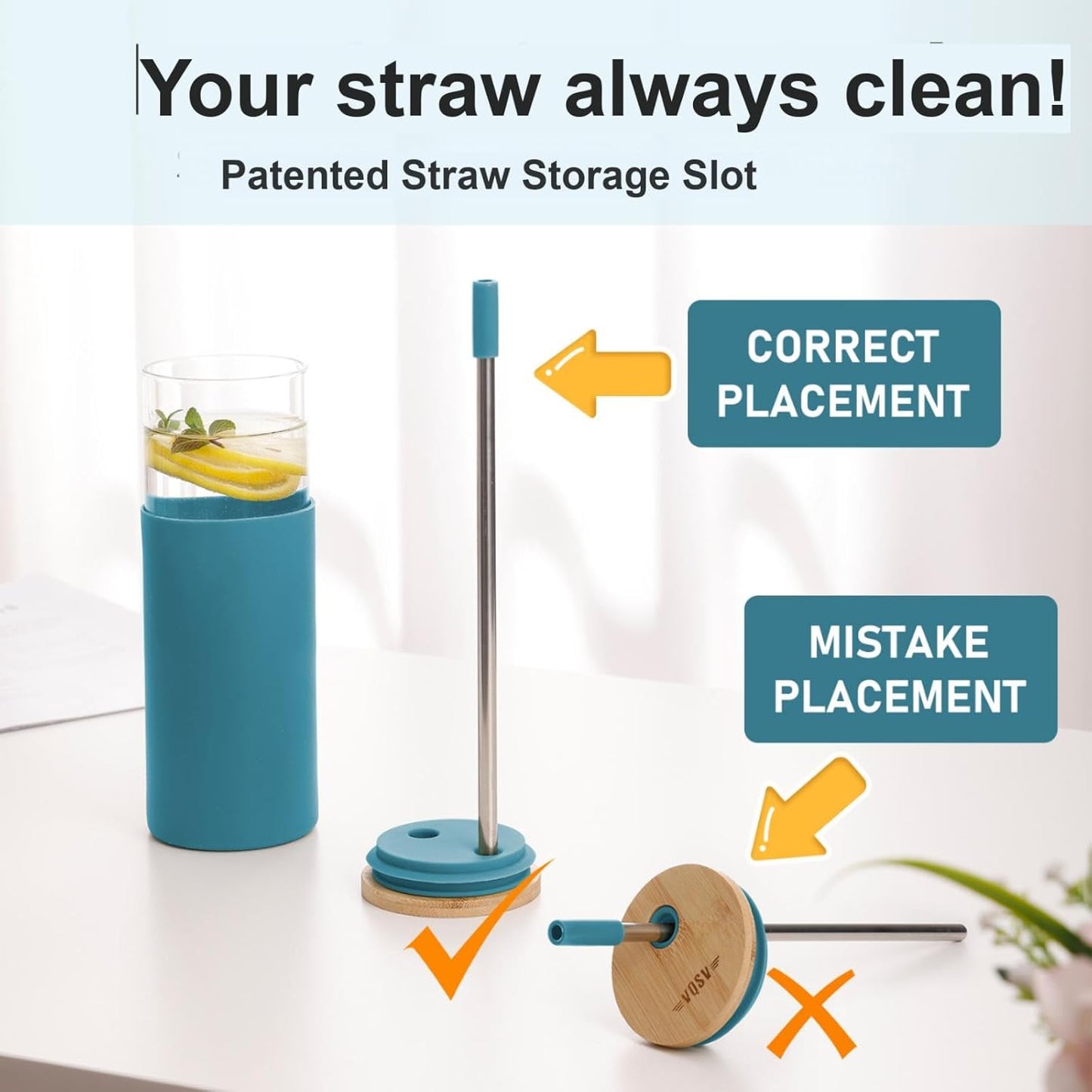 1Pack Glass Tumbler w/Lid & Straw - 24oz Reusable Glass Mug/Bamboo Lid & Stainless Steel Straw-BPA-Free, Leak-Proof, Dishwash Safe for Coffee, Smoothies, Hot Beverages, Travel, Office, Home Use