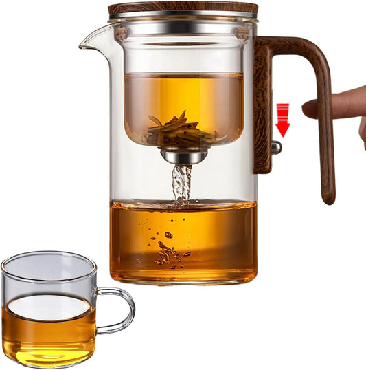 Enchanti Tea Pot, 800ML Witchcraft Magic Glass Teapot with Infuser Strainer and Lid for Loose Leaf Tea Herbal, Magnetic Water Separation Tea Maker Kettle Clear Enchantipot