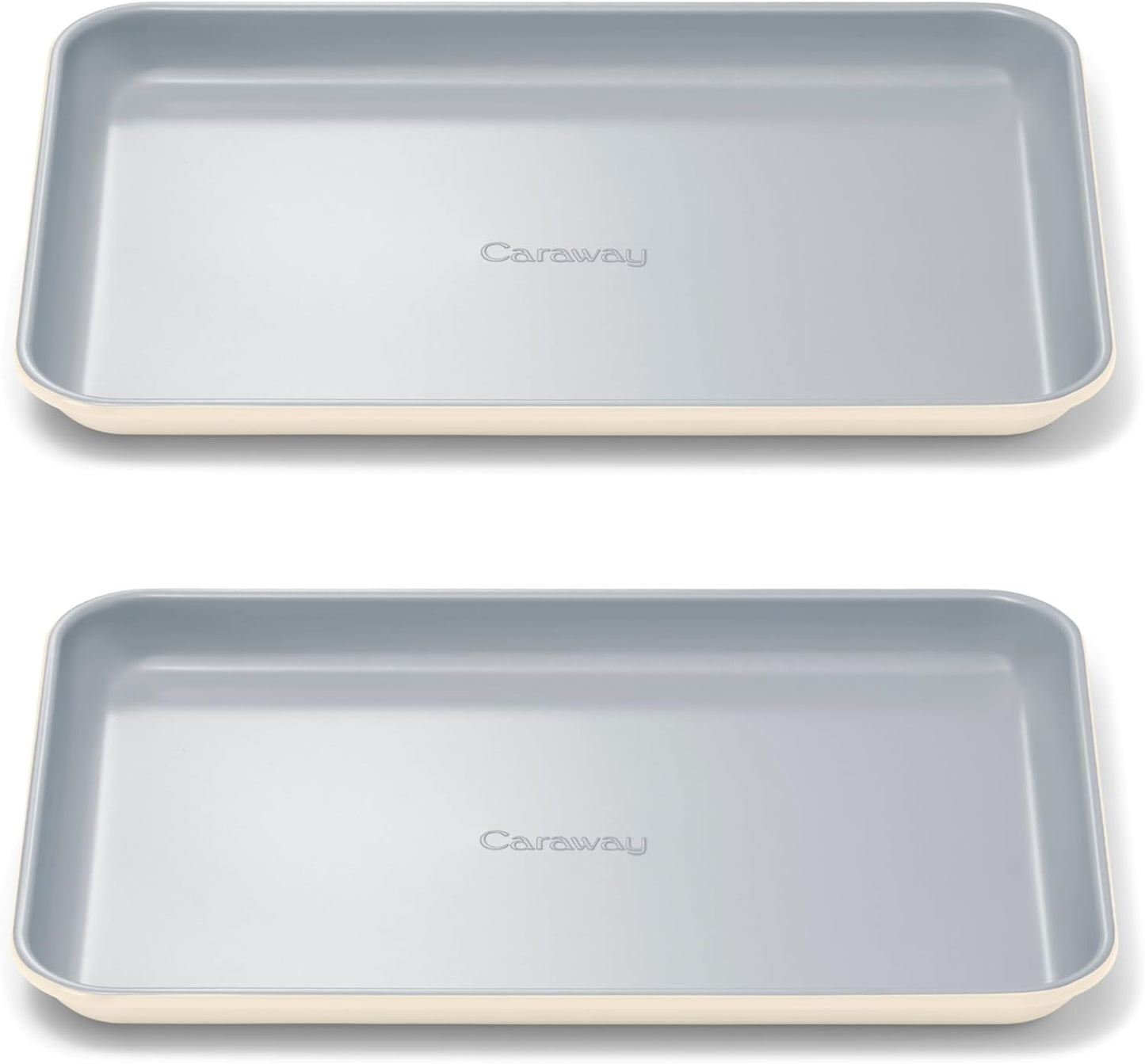 Caraway Nonstick Ceramic Small Baking Sheet Duo (9x13”) – Non-Toxic, PTFE & PFOA Free – Oven Safe – Aluminized Steel Core – Mini Sheet Pan for Baking, Roasting & More - Cream
