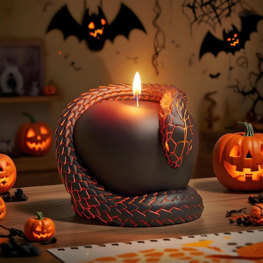 Gothic Snake and Apple Religious Art Candle Mold – 3D Silicone Resin Mold for Epoxy Casting, Aromatherapy Wax, Halloween Gothic Decor, Serpent Apple Sculpture Candle Making Mold