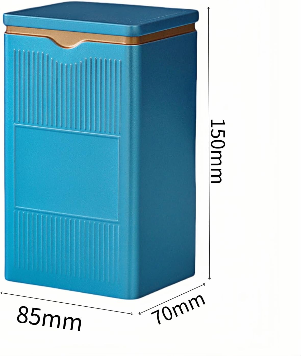 HAN SHENG Square Airtight Tea Tins - Blue, Food Storage Containers for Loose Tea, Coffee, Spices (5.9"x3.4"x2.8")