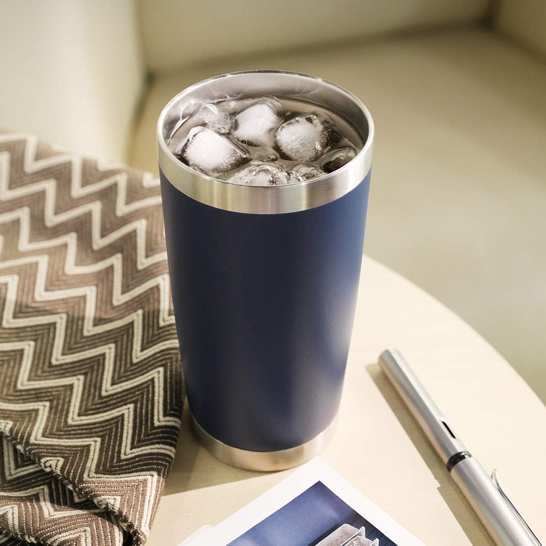 DOMICARE 20oz Stainless Steel Tumbler Bulk with Lid, Double Wall Vacuum Insulated Travel Mug, Powder Coated Coffee Cup (Navy, 12)