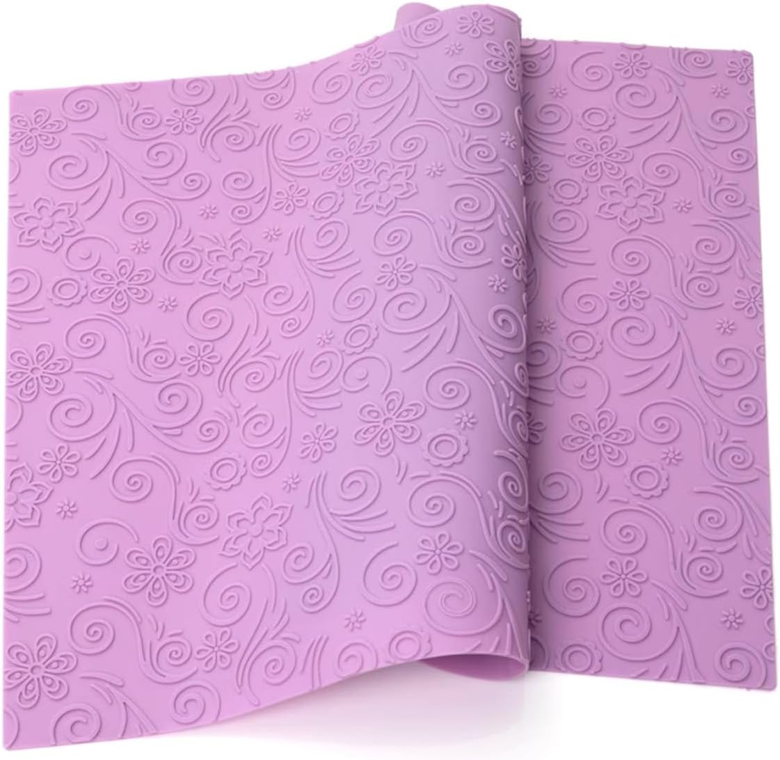 GROWTAIL Cake Fondant Impression Mat, Impression Lace Mold Fondant Cake Decorarting Tools-Spring Bloom/Spiricle/Crocodile Alligator Pattern (Spring Bloom)