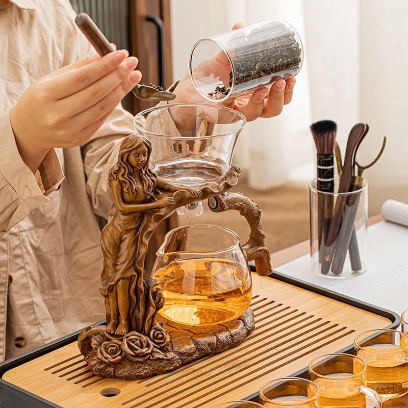 Glass Teapot Set with Infuser Semi Automatic Tea Set Magic Teapot (Beauty)