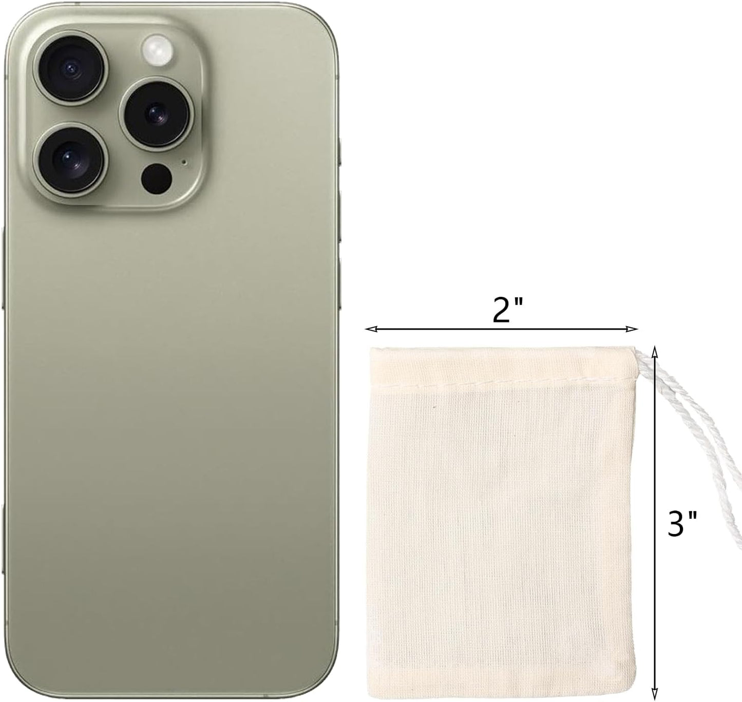 Eketirry Spice Bags, 10pcs Reusable Empty Tea Bags, Muslin Strainer Bags, Soup Bags for Cooking, Natural Cotton Fine Mesh Cheesecloth Bags for Cold Brew Coffee(2 x3Inch)