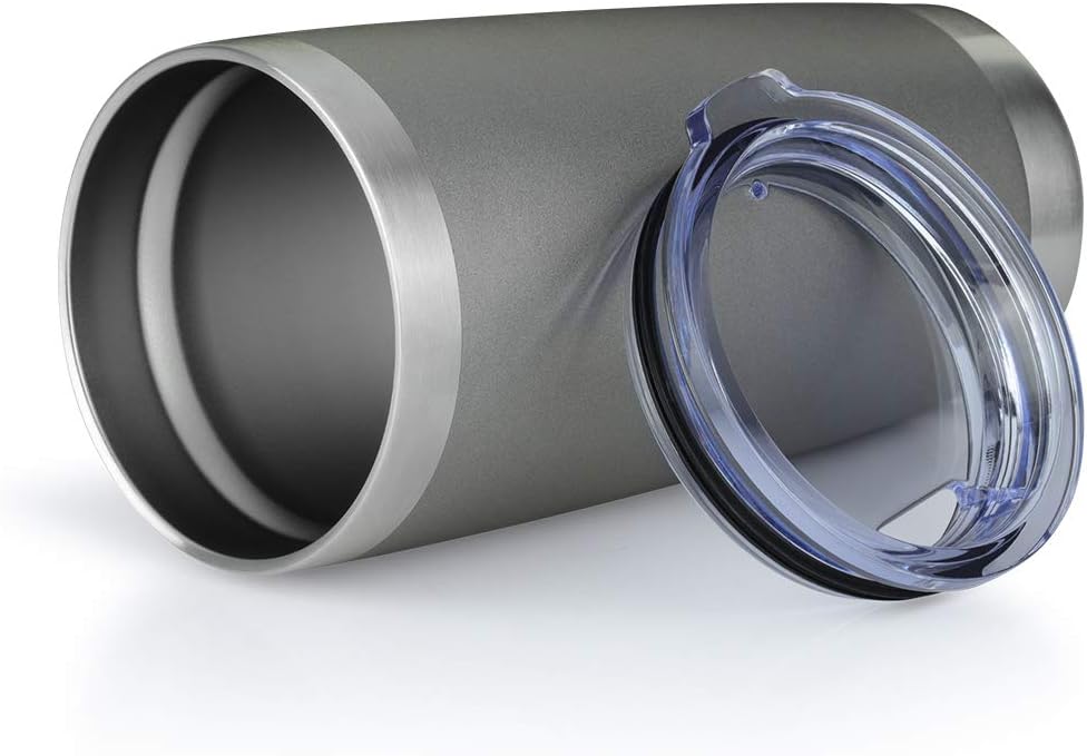 20oz Tumbler Bulk Stainless Steel Vacuum Insulated Tumblers with Lid Double Wall Travel Mug Durable Powder Coated Coffee Cup, Suitable for Ice Drinks and Hot Beverage (Gray 1pack)