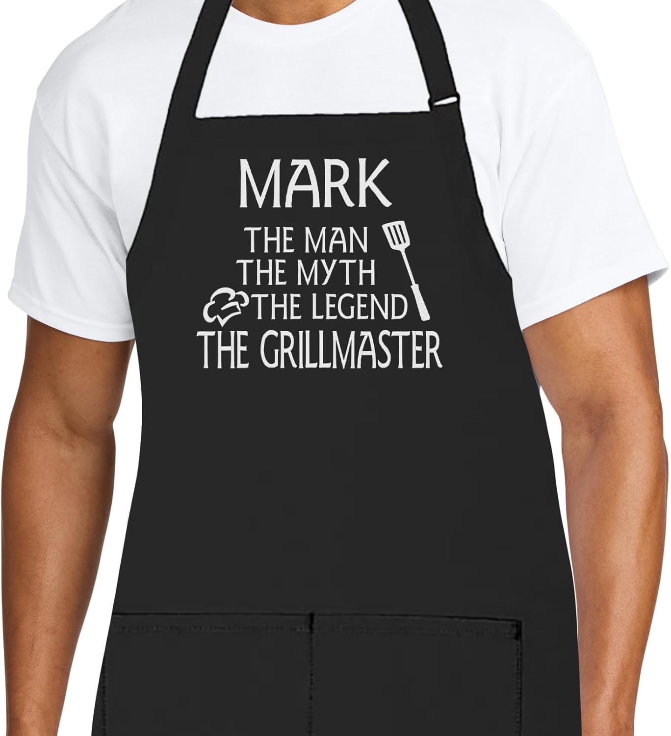 Personalized Chef Apron for Men, Custom Embroidered Design, Professional Kitchen Cooking BBQ Grilling for Dad, Decorated in USA