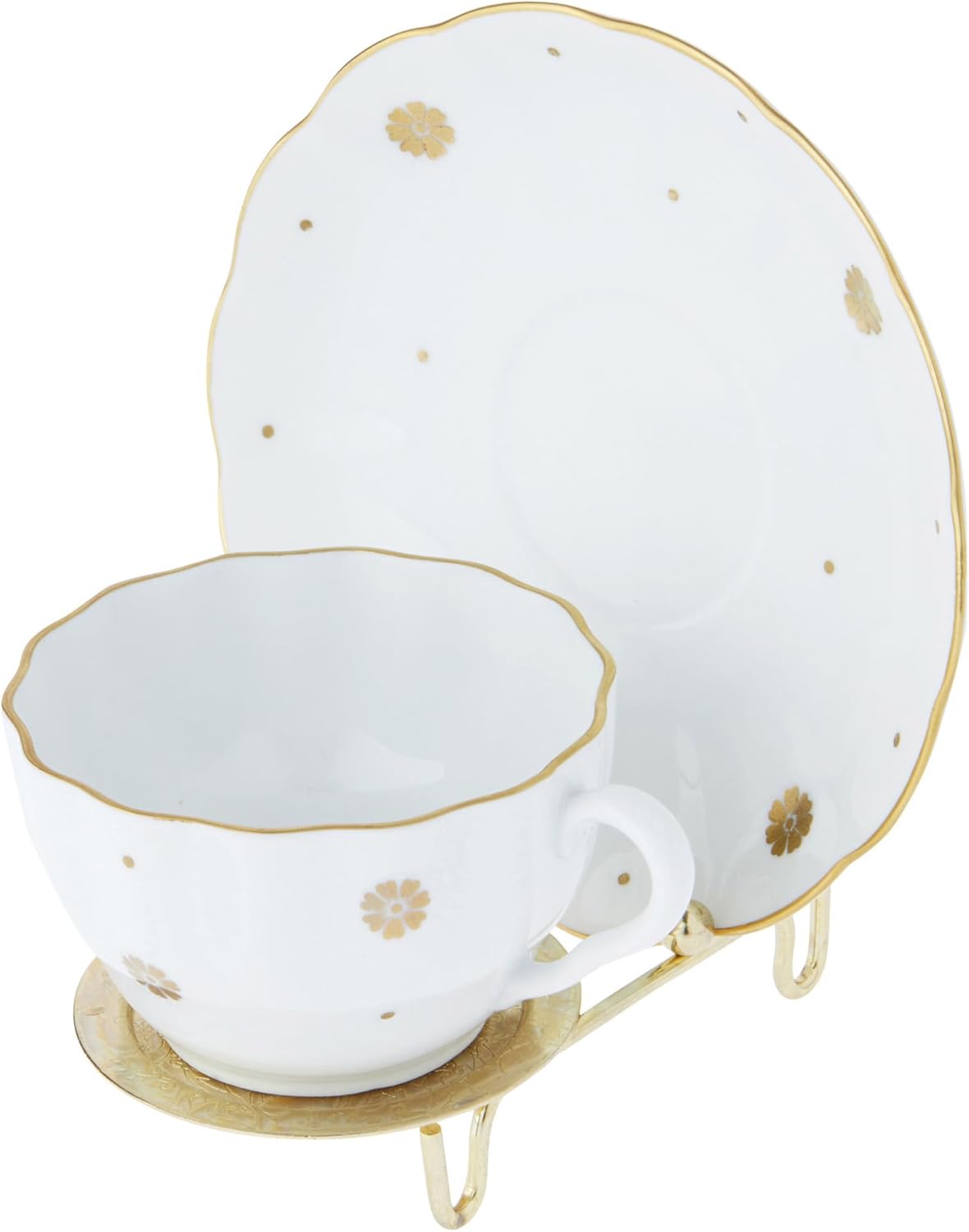 Bard's Ornate Shiny Gold-toned Cup and Saucer Stand, 3" H x 2.75" W x 4" D, Pack of 2