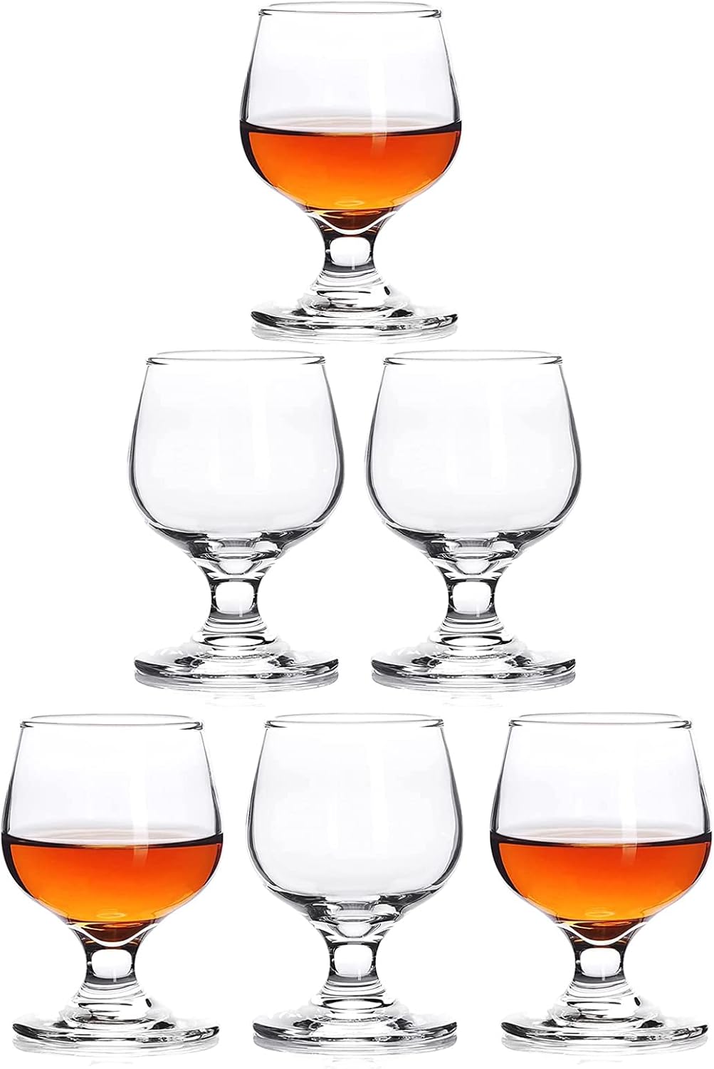 3.5oz Shot Glass Set of 6 - Clear, Cute Glasses Perfect for Tasting Brandy - Glass Snifters