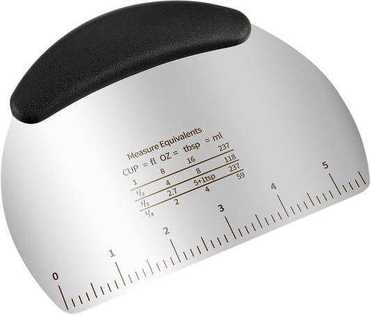 Professional Stainless Steel Dough Cutter and Scraper Combo - 2-in-1 Baking Tool for Bread, Pizza & Pastry | Multi-Use Bench Scraper with Kitchen Utensils Grip (Heavy Duty Dough Tool)