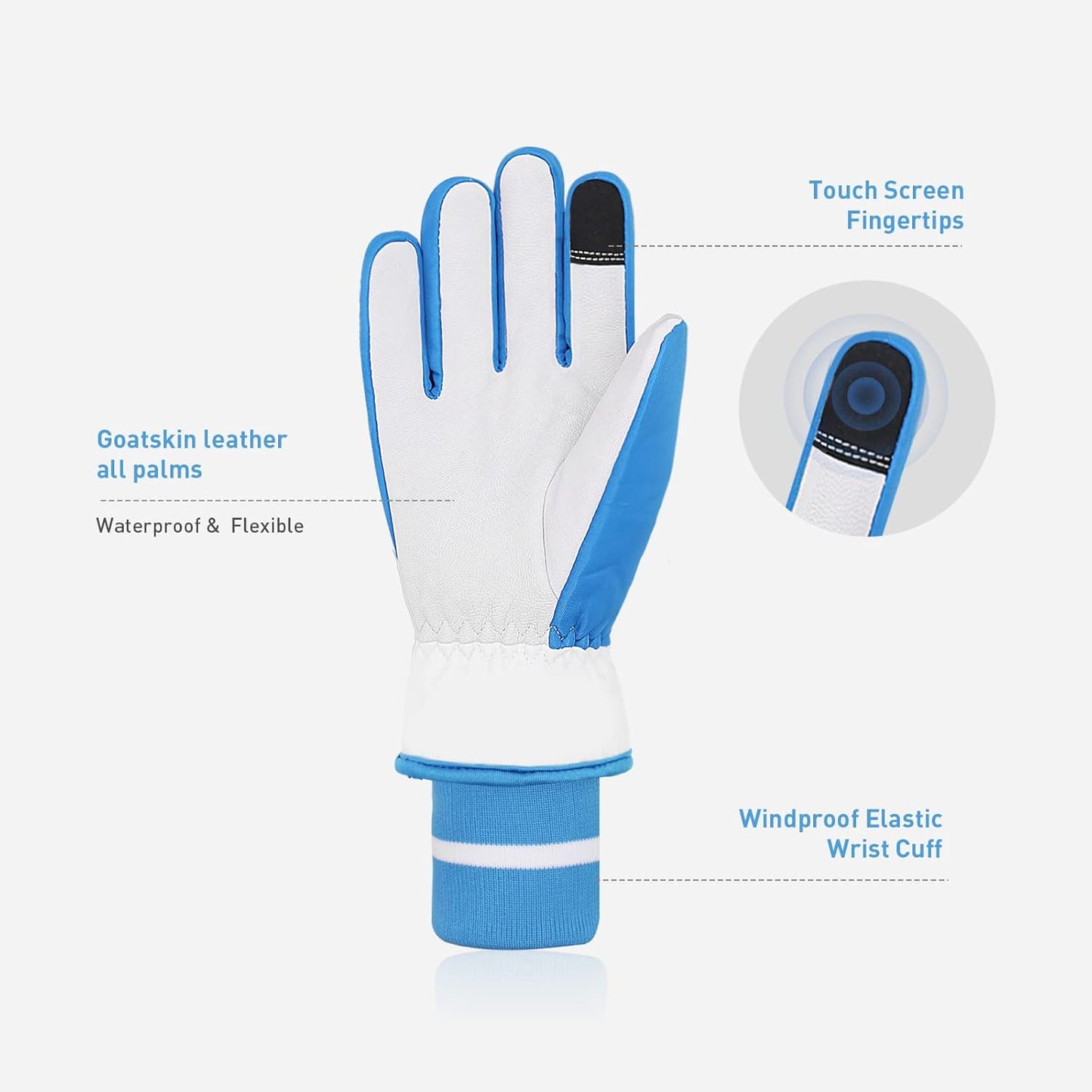 HANDLANDY Insulated Work Gloves Waterproof for Men Women, 3M Thinsulate Ski Gloves Winter Cold Weather Work Gloves Touchscreen (XSmall, White)