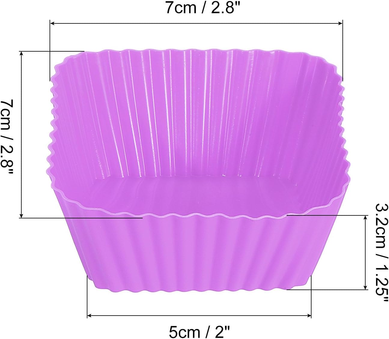 uxcell 18Pcs Silicone Square Baking Cups, Purple, Reusable, for Birthday Parties & Celebratory Events