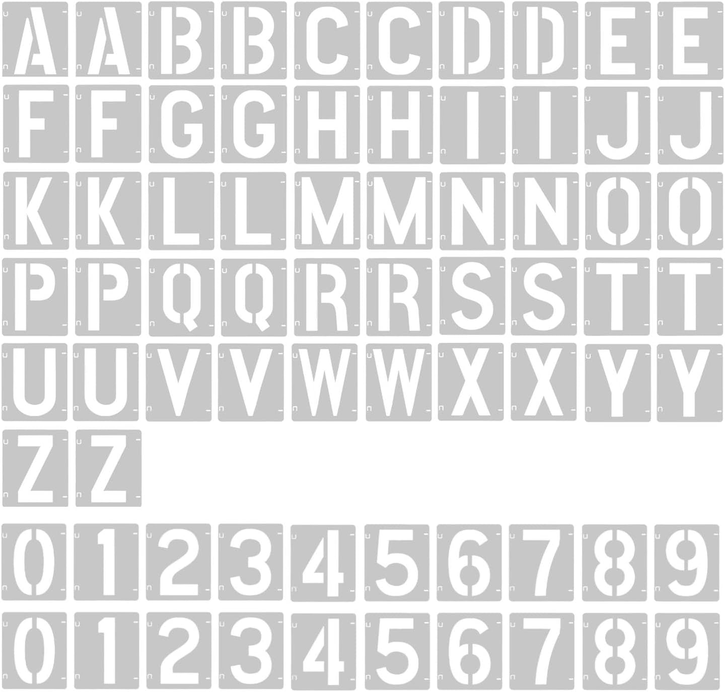 2 Pack - 3 Inch Letter Stencils Set, 72 Reusable Stencils for Painting On Wood, Metal, Walls, Fabric, Rocks with Interlocking, Perfect for Banners, Sign Making & DIY Art (3 inch)